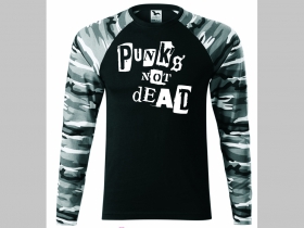 Punks not Dead  pánske tričko (nie mikina!!) s dlhými rukávmi vo farbe " metro " čiernobiely maskáč gramáž 160 g/m2 materiál 100%bavlna